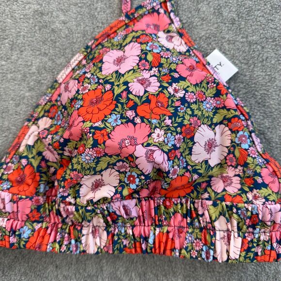 J Crew Tie-shoulder Ruched Bikini Top Size XXL Liberty Fabric Meadow Song BF087 - Picture 2 of 8